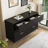 Sideboard 120x40x77 cm - Elegantes Design in Schwarz mit 6 Schubladen & Goldakzenten Bild 2