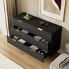 Sideboard 120x40x77 cm - Elegantes Design in Schwarz mit 6 Schubladen & Goldakzenten Bild 3