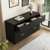 Sideboard 120x40x77 cm - Elegantes Design in Schwarz mit 6 Schubladen & Goldakzenten Bild 2