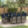 vidaXL Garten Essgruppe mit Kissen 9 pcs Grau und Schwarz Rattan 3380581 Bild 1