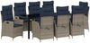 vidaXL Garten Essgruppe mit Kissen 9 pcs Grau und Schwarz Rattan 3380581 Bild 2
