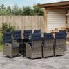 vidaXL Garten Essgruppe mit Kissen 9 pcs Grau und Schwarz Rattan 3380581 Bild 4