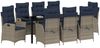 vidaXL Garten Essgruppe mit Kissen 9 pcs Grau und Schwarz Rattan 3380581 Bild 3