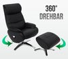 Relaxsessel mit Hocker HWC-K98, Fernsehsessel Sessel, Liegefunktion drehbar, Metall Echtleder/Kunstleder ~ taupe Bild 3