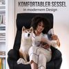 Relaxsessel mit Hocker HWC-K98, Fernsehsessel Sessel, Liegefunktion drehbar, Metall Echtleder/Kunstleder ~ taupe Bild 2