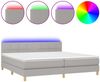 Boxspringbett mit Matratze & LED Stoff Hellgrau 200x200 cm, Härtegrad: H2 [3133741] Bild 2