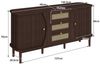 KLAM HOME Sideboard Rattankommode, Kommode mit Schiebetüren, mit verstellbaren Einlegeböden und abgerundeter Platte Bild 4