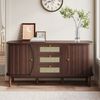 KLAM HOME Sideboard Rattankommode, Kommode mit Schiebetüren, mit verstellbaren Einlegeböden und abgerundeter Platte Bild 2