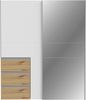 Forte WINN 2 Kleiderschrank 170, moderner Kleiderschrank mit 2 Schwebetüren und 3 Schubladen, Holzwerkstoff, Weiß mit Artisan Eiche Holzdekor, 170,3 cm breit x 200,5 cm hoch x 61,2 cm tief Bild 2