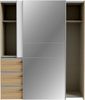 Forte WINN 2 Kleiderschrank 170, moderner Kleiderschrank mit 2 Schwebetüren und 3 Schubladen, Holzwerkstoff, Weiß mit Artisan Eiche Holzdekor, 170,3 cm breit x 200,5 cm hoch x 61,2 cm tief Bild 4
