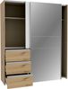 Forte WINN 2 Kleiderschrank 170, moderner Kleiderschrank mit 2 Schwebetüren und 3 Schubladen, Holzwerkstoff, Weiß mit Artisan Eiche Holzdekor, 170,3 cm breit x 200,5 cm hoch x 61,2 cm tief Bild 5