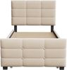 Polsterbett 90x190 cm mit Ausziehbett – Kinderbett aus Samt mit Lattenrost in Beige Bild 2