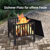 MCombo quadratische Feuerschale Feuerstelle Feuerkorb 0011BK, mit Bodenplatte Schürhaken 0011BK, für Garten Terrasse, Outdoor Camping Party, Stahl, Schwarz, 39 x 39 x 40 cm Bild 5