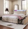 Polsterbett 180x200 cm mit 4 Schubladen, LED & USB/Steckdosen – Bettgestell in Beige Bild 3