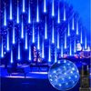 LMaxhome LED-Lichterkette Röhre Regenlichterkette Meteorschauer Weihnachtsdeko Wasserdicht Außen, 1/2/3/4 St Icicle Fallende 8 Röhren Lichterkette,5M Verlängerungskabel Bild 5