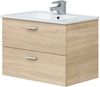 Dmora Badezimmermöbel Tico, Badezimmerschrank, Mehrzweckschrank, Hängeschrank mit Spiegel, 70x45 h50 cm, Eiche Bild 5