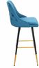2er-Set Barhocker HWC-E70, Barstuhl Tresenhocker, Retro Design Samt goldene Streben/Füße ~ petrol Bild 5