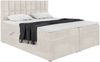 MEBLINI Boxspringbett LUKAS 140x220 cm mit Bettkasten - H3/Beige Samt Polsterbett - Doppelbett mit Topper & Taschenfederkern-Matratze Bild 2