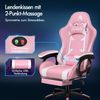 Rosa Gaming-Stuhl Massage Gamer-Sessel Ergonomisch Kopfstütze Fußstütze Bild 5