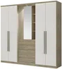 Vente-unique - Kleiderschrank mit Spiegel + 4 Türen - B. 240 cm - Eichfarben & Elfenbein - ISAK II Bild 3