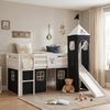Homestyle4u Spielbett mit Turm und Rutsche, Pirat, Kiefernholz schwarz / weiß, 90x200 cm Bild 2