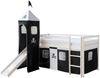 Homestyle4u Spielbett mit Turm und Rutsche, Pirat, Kiefernholz schwarz / weiß, 90x200 cm Bild 2