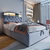 Kinder Polsterbett 90x200, Samt Einzelbett Multifunktionsbett mit Stauraum mit LED und USB Grau Bild 4
