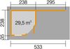 weka Designhaus 213 B, 5-Eck, 586 cm Breite x 278 cm Tiefe x 237 cm Höhe, schwedenrot Bild 2