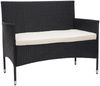 Poly-Rattan Garnitur HWC-F55, Balkon-/Garten-/Lounge-Set Sofa Sitzgruppe ~ schwarz, Kissen creme Bild 3