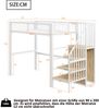 Hochbett 90×200 cm mit Rausfallschutz, Leiter und Kleiderschrank, Weiß, ohne Matratze Bild 5