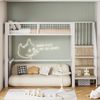 Hochbett 90×200 cm mit Rausfallschutz, Leiter und Kleiderschrank, Weiß, ohne Matratze Bild 3