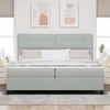 vidaXL Boxspringbett mit Kopfteil Hellgrau 200 x 200 cm Samt 3339854 Bild 3