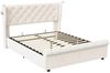 PXloue Polsterbett Doppelbett Stauraumbett 140x190 cm (Für Jugendliche geeignet), Mit 2 Leselampen und USB Anschlüsse,Lattenrost,140x190 cm Bild 4