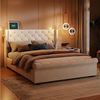 PXloue Polsterbett Doppelbett Stauraumbett 140x190 cm (Für Jugendliche geeignet), Mit 2 Leselampen und USB Anschlüsse,Lattenrost,140x190 cm Bild 5