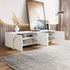 Luxuriöser TV-Schrank Weiß Gold mit Push-to-Open, TV-Board mit Türen und Regalen,Fernsehschrank mit elegantem Bogendesign Bild 2