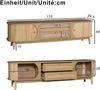 TV-Schrank – Natürlicher Holz-Blend TV-Schrank mit Türen und Schubladen. TV-Ständer mit Rattanseiten. Aufbewahrungslösung, Natürlicher Landhausstil Bild 5