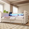 Merax Daybett mit LED- Beleuchtung, USB & Typ-C (Schlafsofa Sofabett Kinderbett Jugendbett, 1 tlg), Tagesbett 90x190cm mit Ausziehbett, 2 Schubladen & Ablagefach, Samt Bild 3