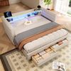 Merax Daybett mit LED- Beleuchtung, USB & Typ-C (Schlafsofa Sofabett Kinderbett Jugendbett, 1 tlg), Tagesbett 90x190cm mit Ausziehbett, 2 Schubladen & Ablagefach, Samt Bild 2