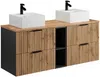 Vente-unique - MADELA Waschbeckenmöbel Holz, Platte SchwarzBeige - B 46 cm x H 57 cm x L 140 cm Bild 2