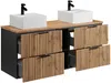 Vente-unique - MADELA Waschbeckenmöbel Holz, Platte SchwarzBeige - B 46 cm x H 57 cm x L 140 cm Bild 3
