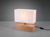 LED Tischleuchte Holzfuß mit Stoffschirm in Weiß, Höhe 30cm Bild 3