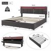 Merax Polsterbett LED Hydraulisches Doppelbett mit Schubladen 160x200cm Leinen, grau Bild 4