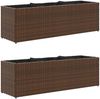 vidaXL Pflanzkübel mit 3 Töpfen 2 Stk. Braun 105x30x32 cm Poly Rattan 3210523 Bild 2