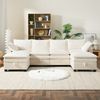 Merax 6-Sitzer-Sofa, L-förmiges Sofa, mit Abnehmbarem Fußhocker, USB-Anschlüssen, Staufächern und Getränkehaltern, Modulares Sofa, Cordbezug Beige Bild 2