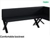 MEBLINI Eckbank für Esszimmer mit ausziehbarem Tisch - Küchenbank - Essecke - Sitzecke Küche - TONI - X-Beine 142x196x87cm Rechts - Schwarz Kunstleder/B Weiß Hochgl. Bild 5