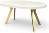 Runder Esstisch Weiß Halbmatt Ausziehbar Ø100/300 cm mit Goldenen Y-Metallbeinen Bild 4