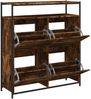 vidaXL Schuhschrank mit Klappen Räuchereiche cm, 112 x 34 x 100 cm Bild 4