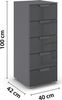 rauch Aditio Box, Kommode, 5 Schubladen, mit Glasfront, mit Softclose-Funktion, Farbe Grau metallic, BxHxT 40x100x42cm Bild 4
