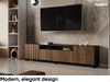 MEBLINI TV-Schrank 200cm Lang - Fernsehschrank - TV Lowboard Industrial - Unterschrank für Fernseher - TV-Unterschrank - TV-Schrank - NOEMI - 200x41x53cm - Schwarz Matt/Catania Eiche Bild 2