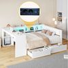 OKWISH Stauraumbett Funktionsbett,Einzelbett,Kinderbett,Jugendbett,mit Stauraum (Holz-Plattformbett mit LED-Beleuchtung, Schubladen, Ladestation und gepolstertem Kopfteil – Viel Stauraum und modernes Design, 140x200), mit Ablageflächen, Schubladen,Mit ... Bild 3